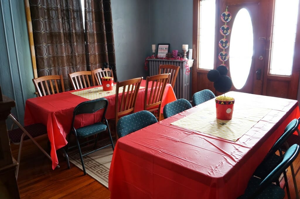 Getting setup for our Mickey Mouse Clubhouse Birthday Party
