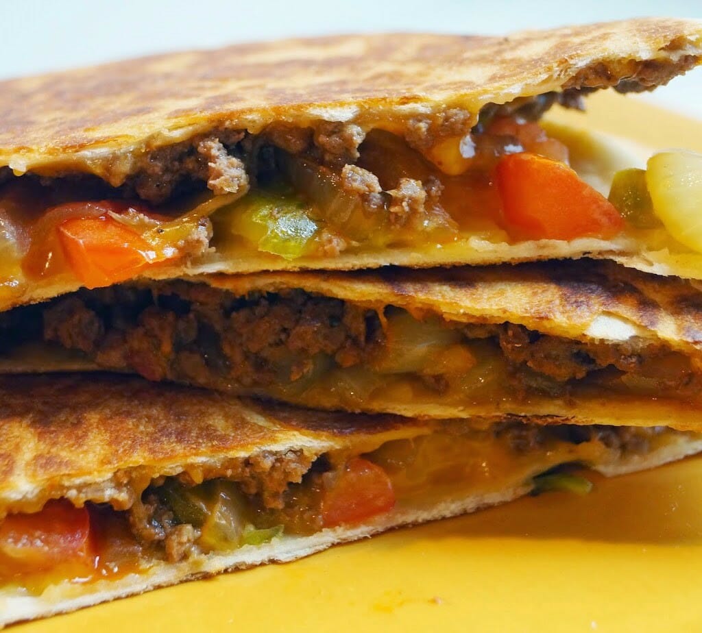 Easy & cheesy cheeseburger quesadillas