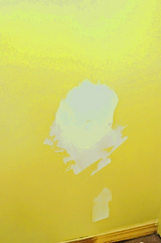 Wall that needs work in bathroom