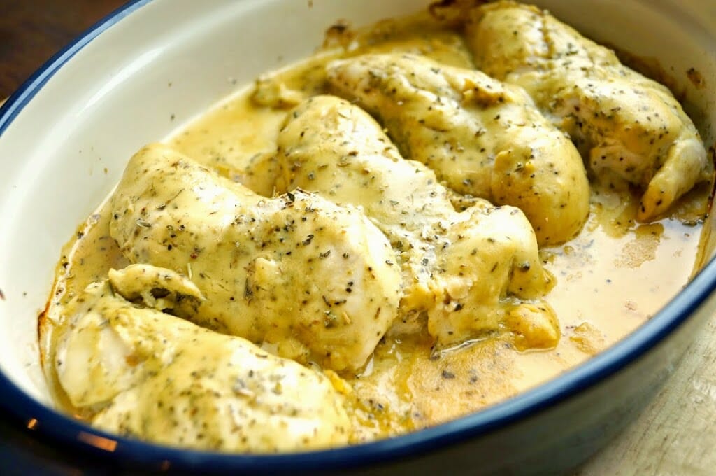 Sweet and Tangy Mustard Baked Chicken in the pot