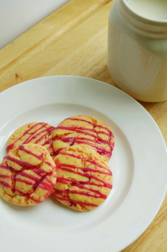 Cake Batter Cookies with White Chocolate Raspberry Icing