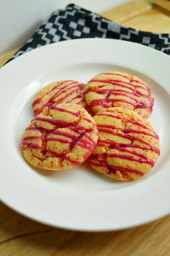 Cake Batter Cookies with White Chocolate Raspberry Icing