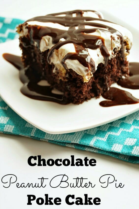 Chocolate Peanut Butter Pie Poke Cake