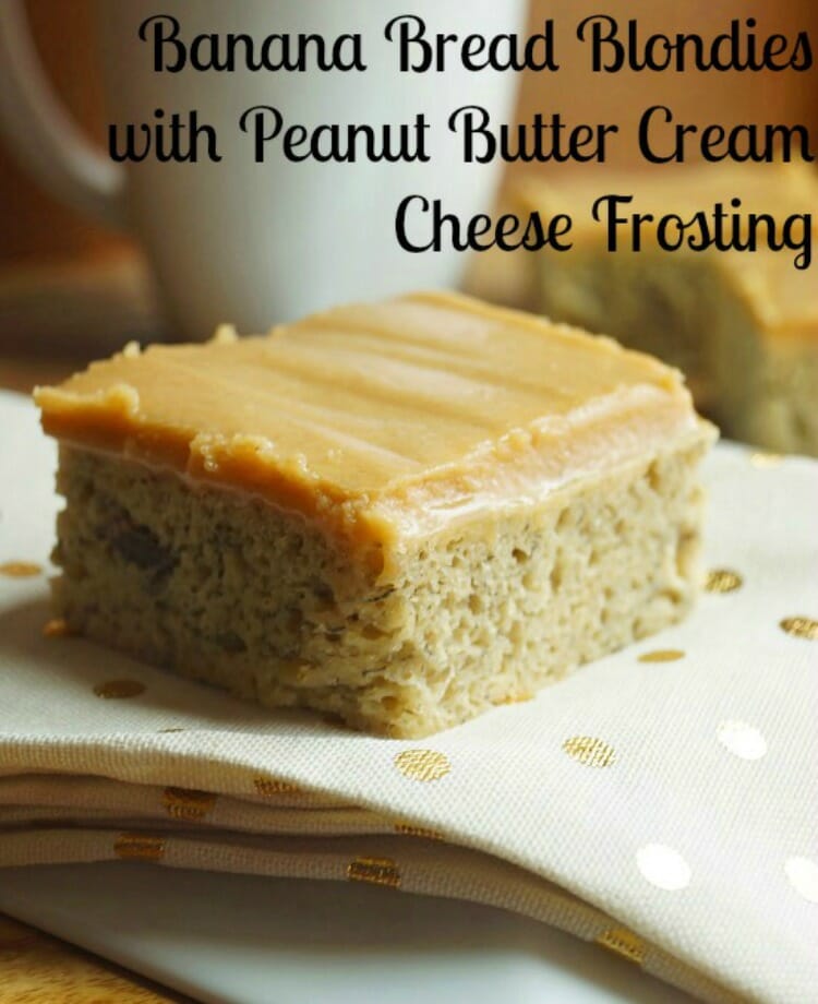 Banana Bread Blondies with Peanut Butter Cream Cheese Frosting