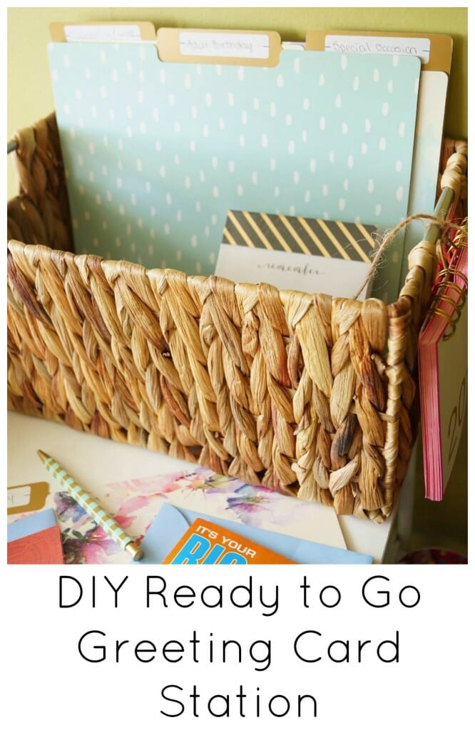 DIY Ready to Go Greeting Card Station. Never be without a card for the next birthday party or event you need to attend! This inexpensive and easy station is perfect to keep you organized.#ad #sharesmiles