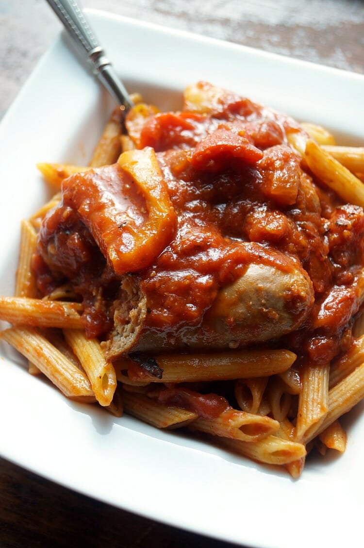 Slow Cooked One Pot Sausage and Peppers