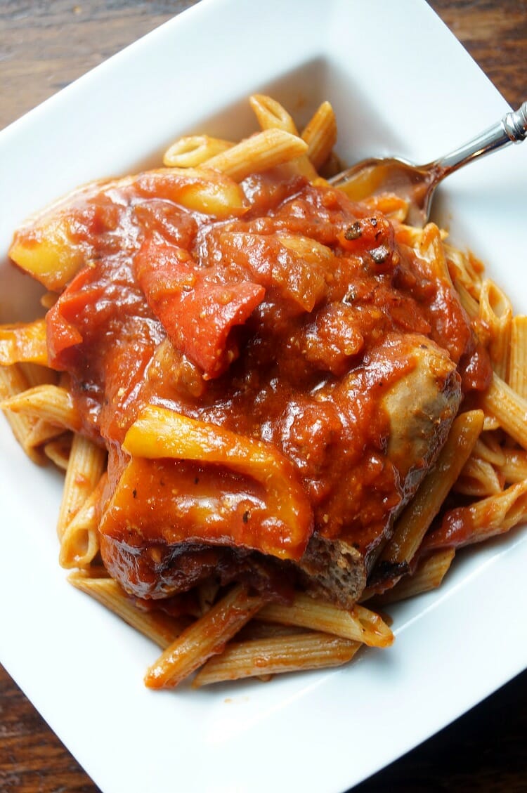 Slow Cooked One Pot Sausage and Peppers