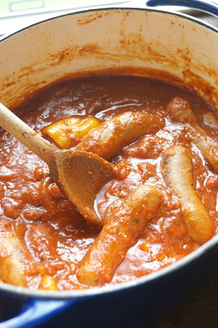 Slow Cooked One Pot Sausage and Peppers