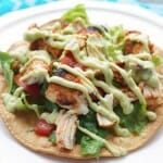 Grilled Chipotle Chicken Tostadas topped with cool Avocado Cream! A great summer grilled dinner! #ad #kingofflavor