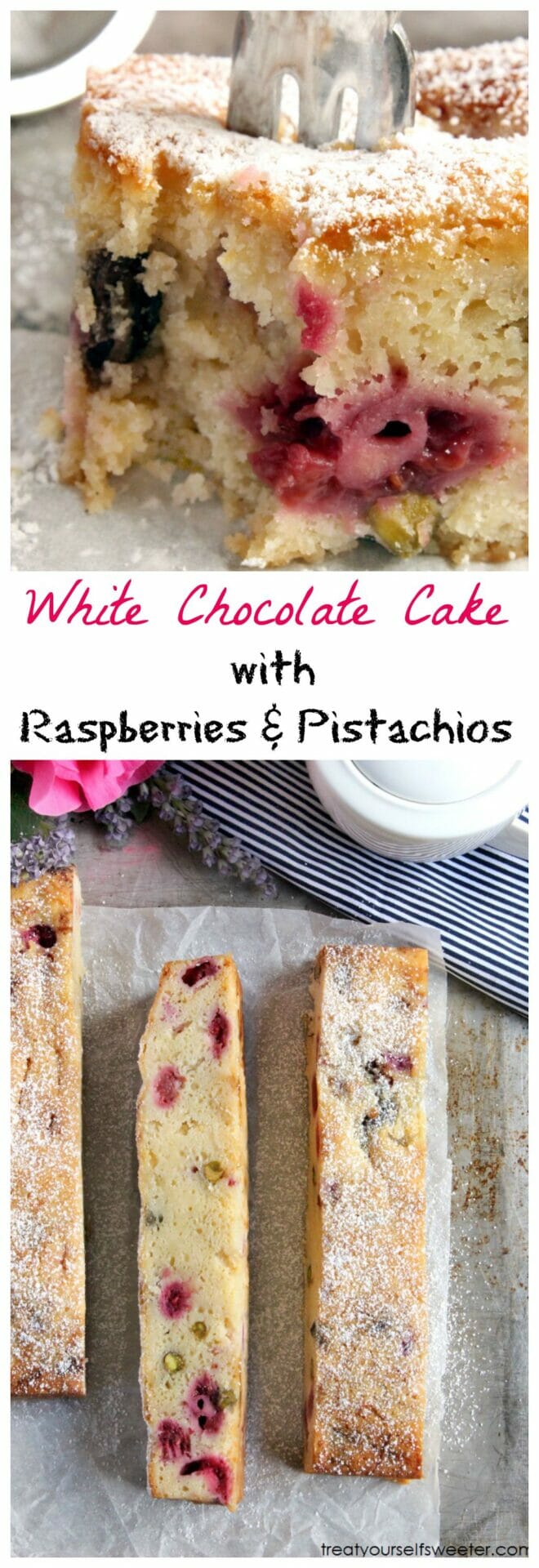 White Chocolate Cake with Raspberries and Pistachios