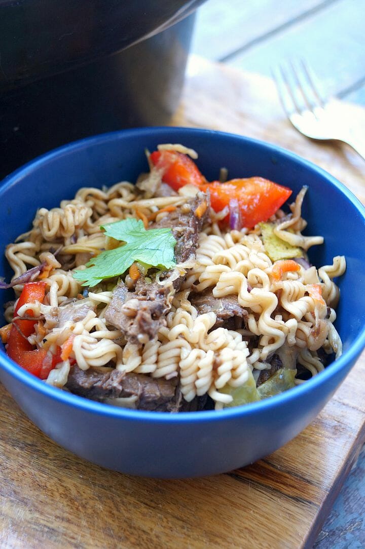 Slow Cooker Asian Beef and Ramen Broth Bowls