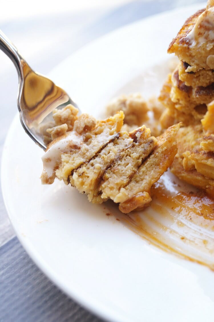 Pumpkin Pancakes with Gingersnap Granola and Pumpkin Spice Yogurt Topping