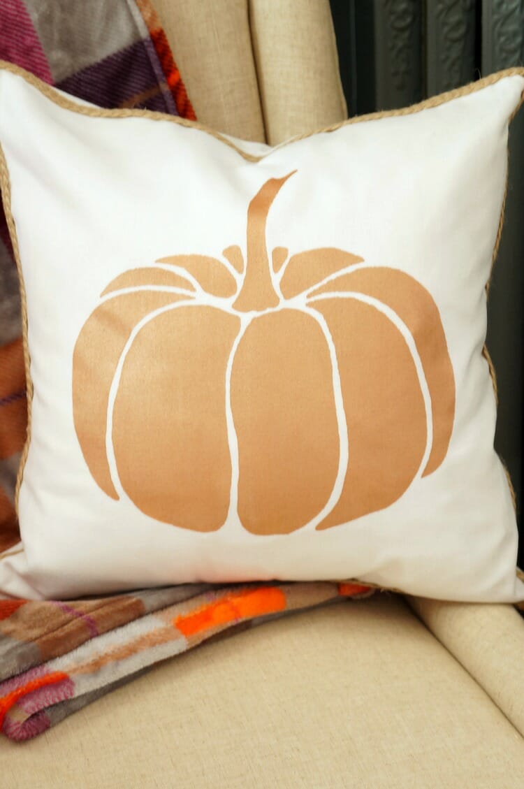 DIY Painted Pumpkin Pillow with Braided Trim