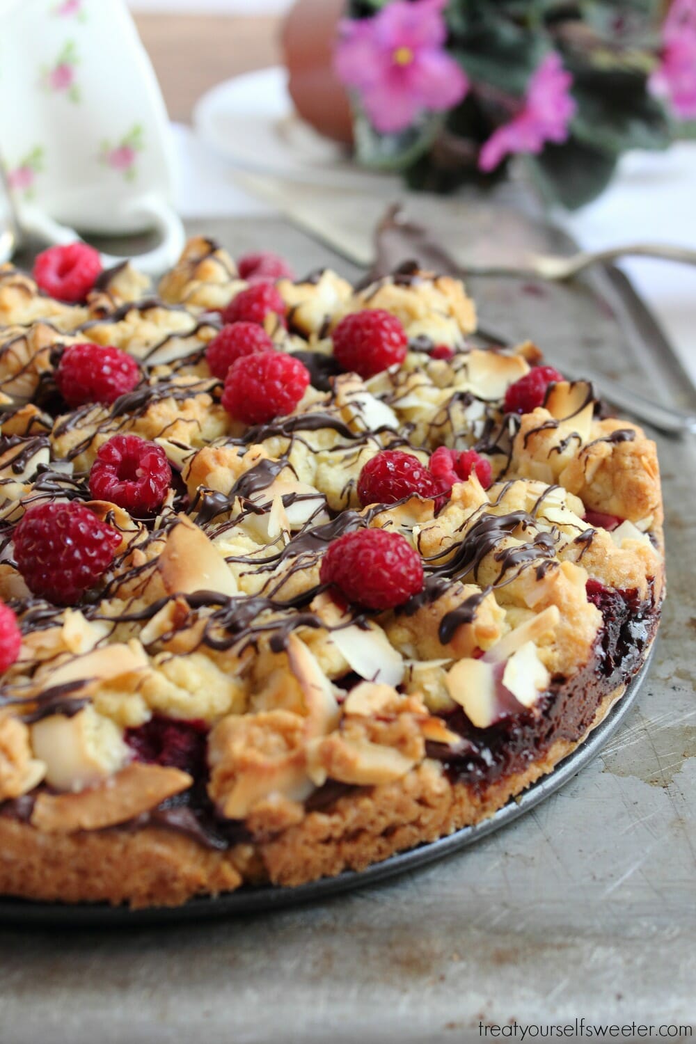 Nutella Raspberry Crumble Cake, All Made in One Bowl!