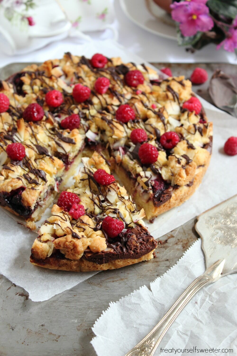 Nutella Raspberry Crumble Cake, All Made in One Bowl!