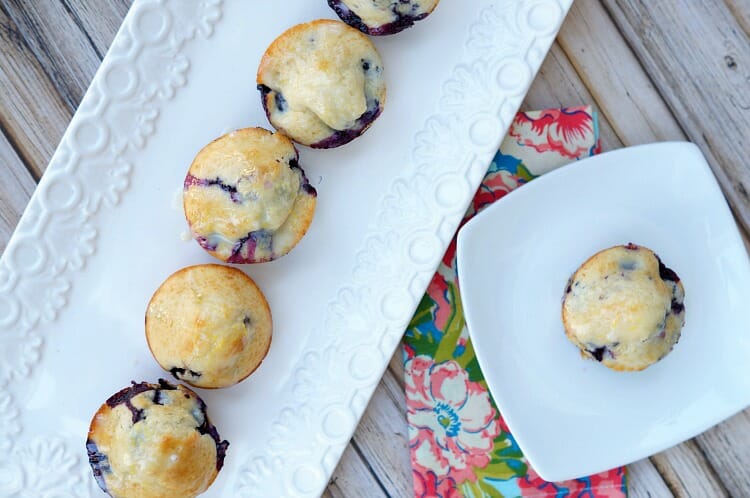 Skinny Greek Yogurt Blueberry Muffins with Lemon Vanilla Glaze