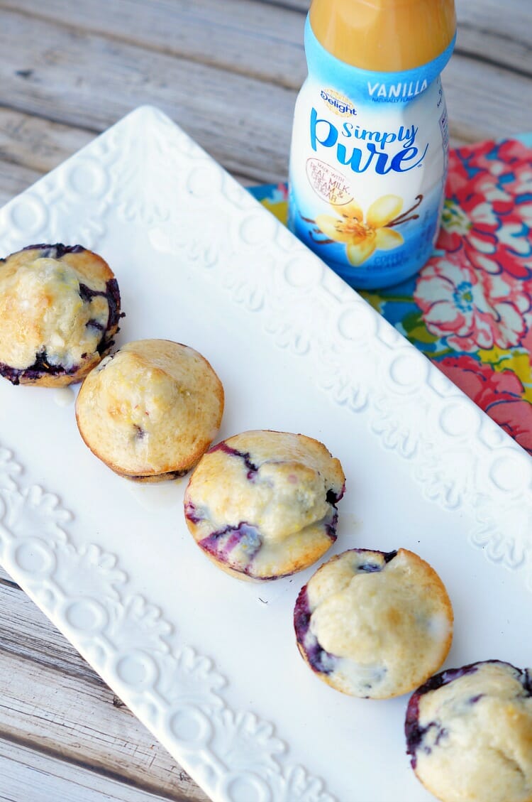 Skinny Blueberry Muffins with Lemon Vanilla Glaze