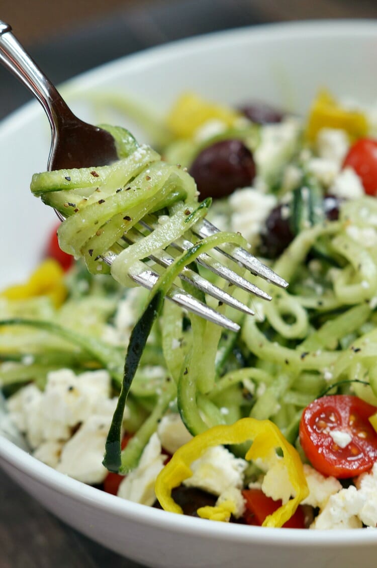 Light and Healthy Spiralized Greek Salad