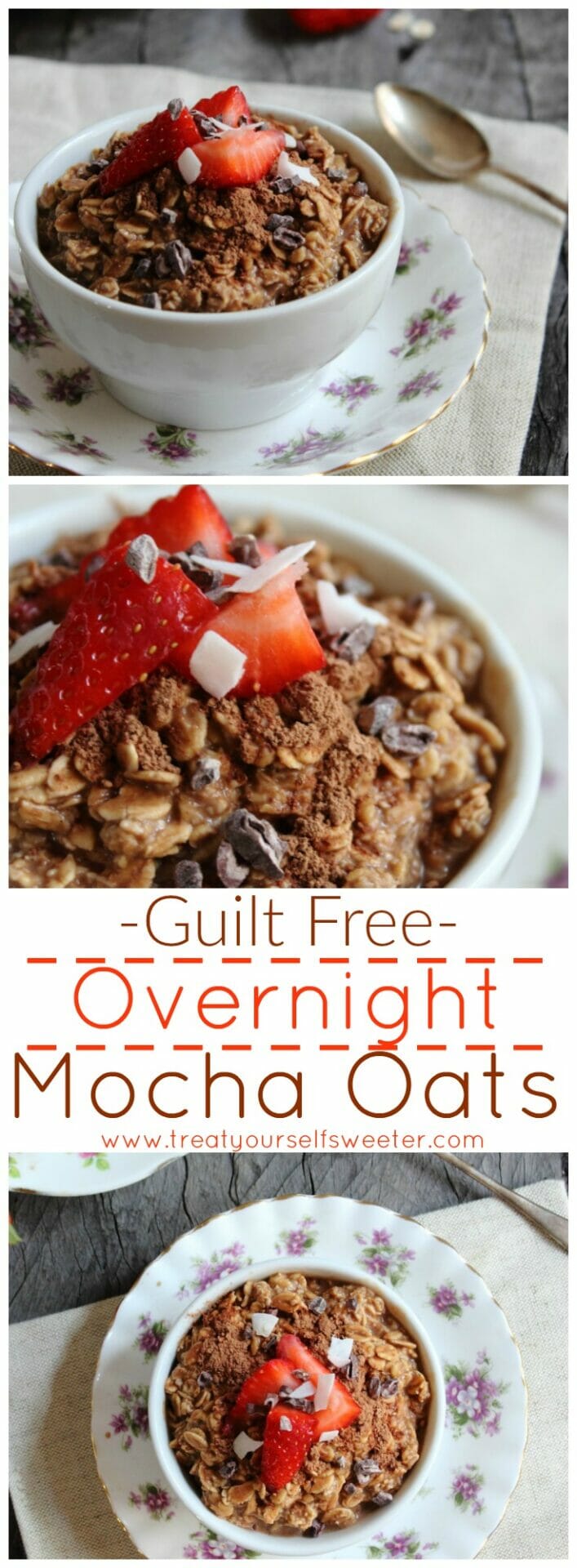 Overnight Mocha Oats; sweet, chocolate oats with a hint of coffee that takes 5 minutes to prepare, is healthy and tastes like a dessert. Winning!
