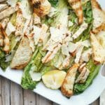 Grilled Romaine Caesar Salad with Asiago Cheese Toast Points