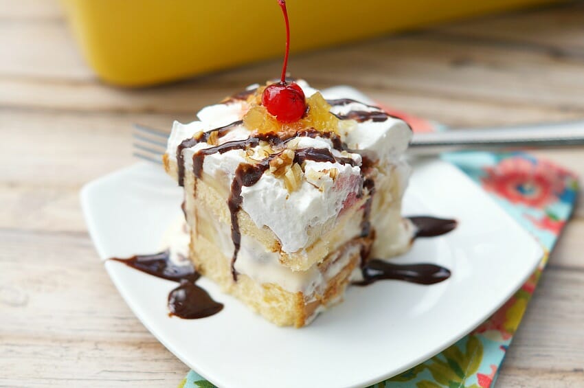 No Bake Banana Split Cake