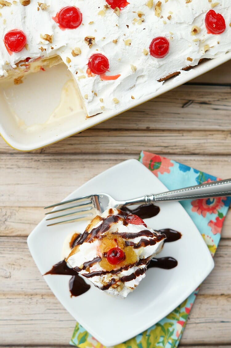 No Bake Banana Split Cake