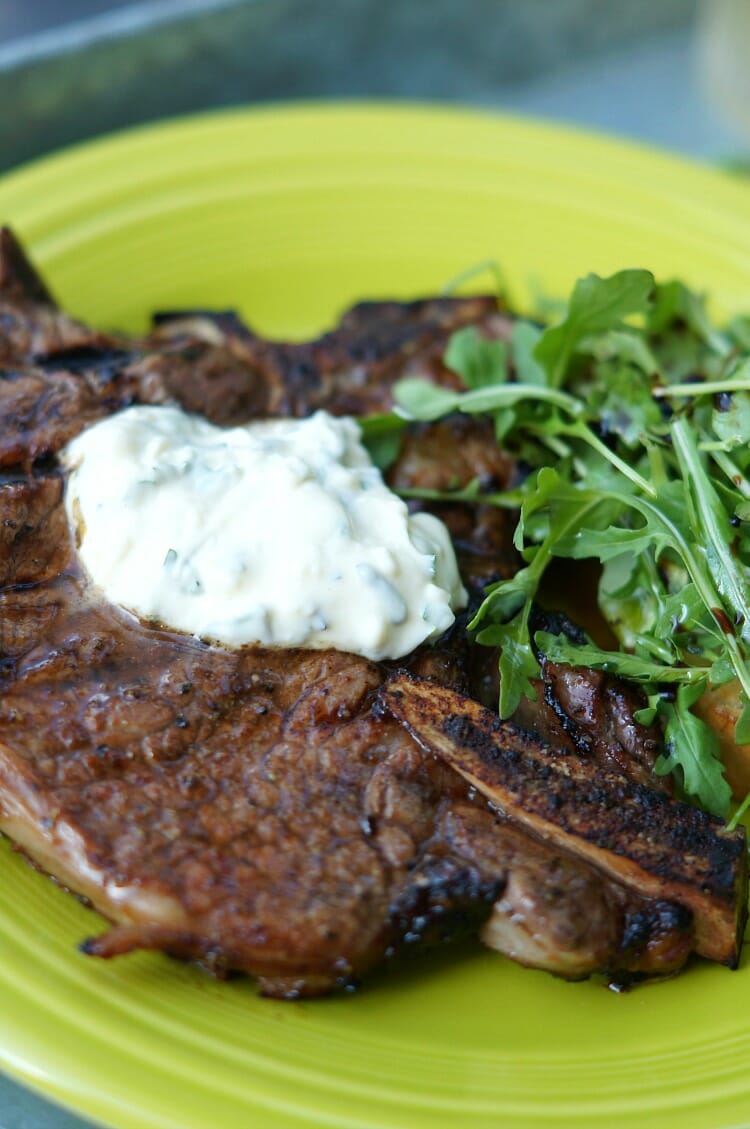 Marinated TBone Steaks with Garlic Herb Aioli