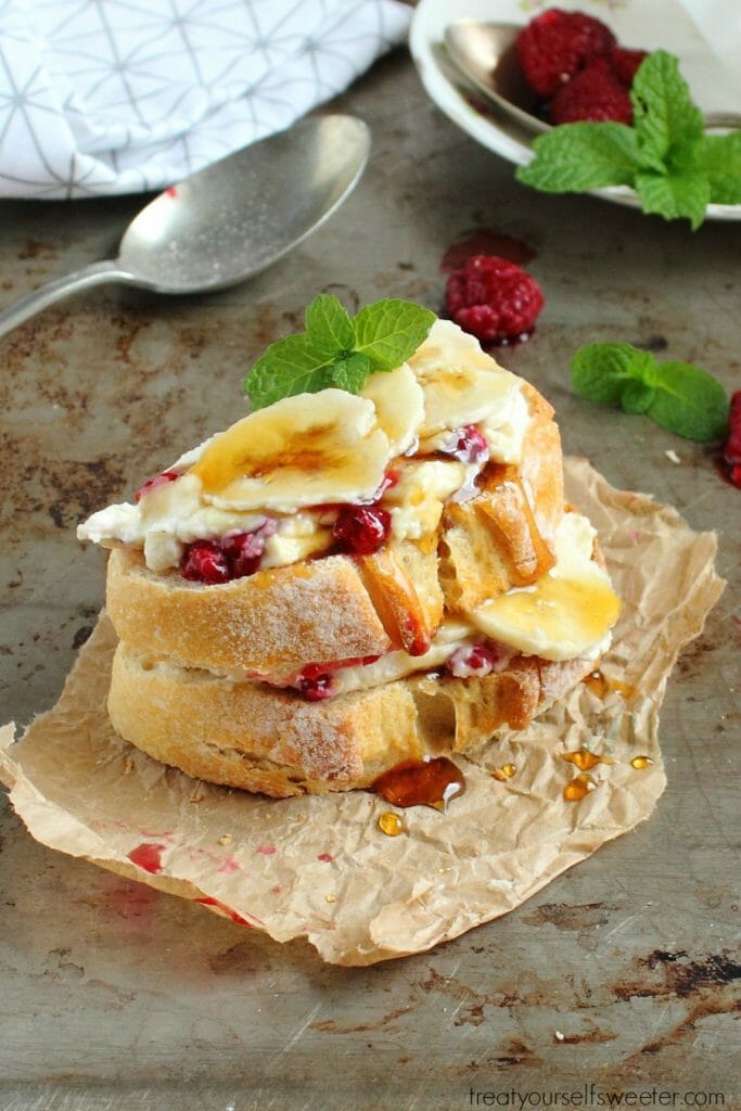 Honeyed Raspberry and Banana Ricotta Toast