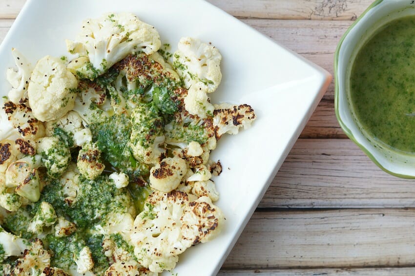 Grilled Cauliflower Steaks with Chimichurri Sauce