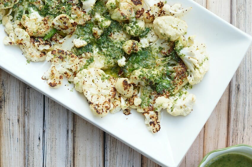 Grilled Cauliflower Steaks with Chimichurri Sauce
