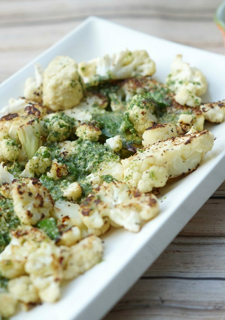 Grilled Cauliflower Steaks with Chimichurri Sauce