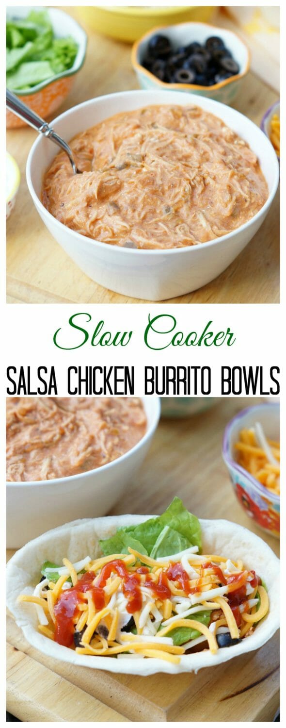 Slow Cooker Salsa Chicken Burrito Bowls