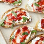 Grilled Strawberry Jalapeno and Cream Cheese Crostini