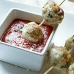 Chicken Parmesan Meatball Skewers