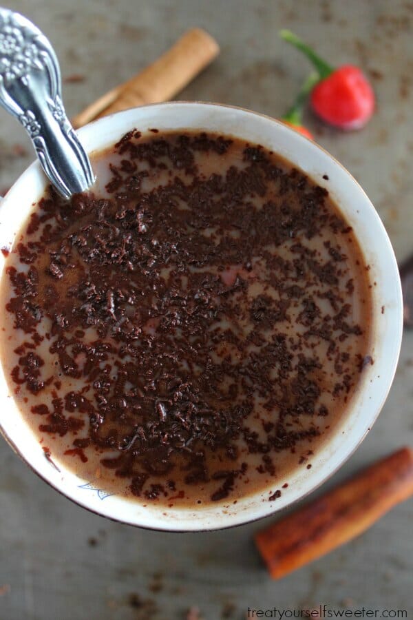 Chilli Hot Chocolate; delicious, warm, sweet chocolate drink with a hint of chilli and cinnamon!