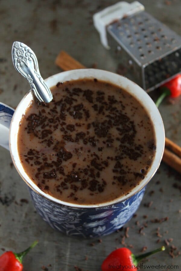 Chilli Hot Chocolate; delicious, warm, sweet chocolate drink with a hint of chilli and cinnamon!