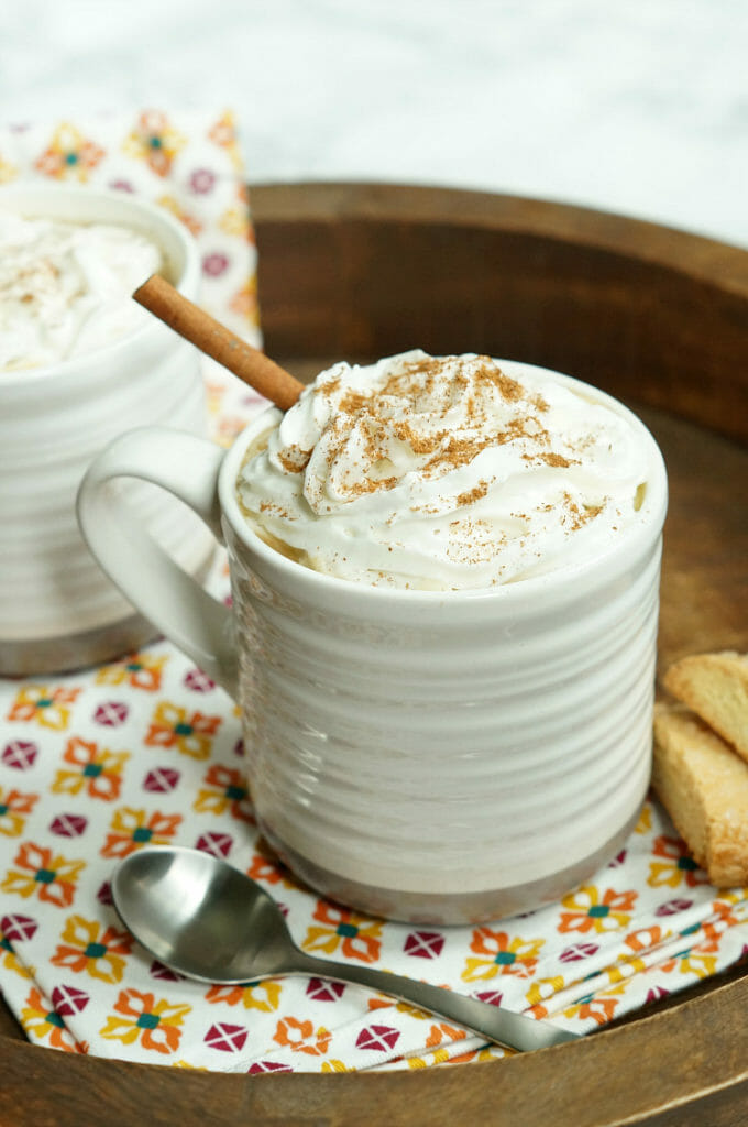 Slow Cooker White Chocolate Cinnamon Lattes