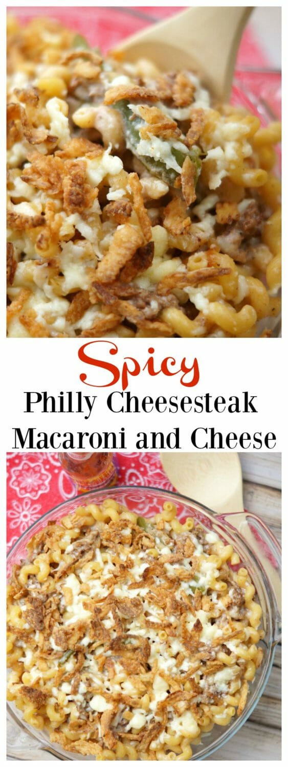 Spicy Philly Cheesesteak Macaroni and Cheese