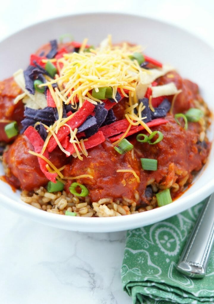 Cheesy Chicken Enchilada Meatballs