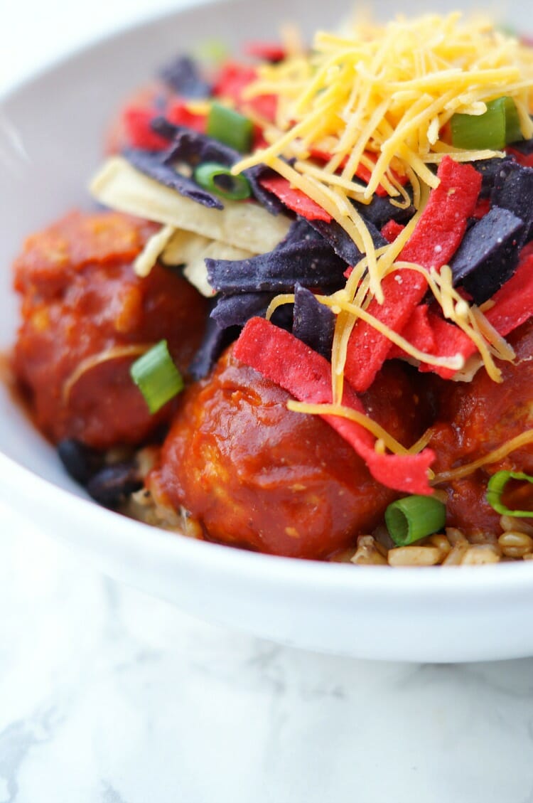 Cheesy Chicken Enchilada Meatballs