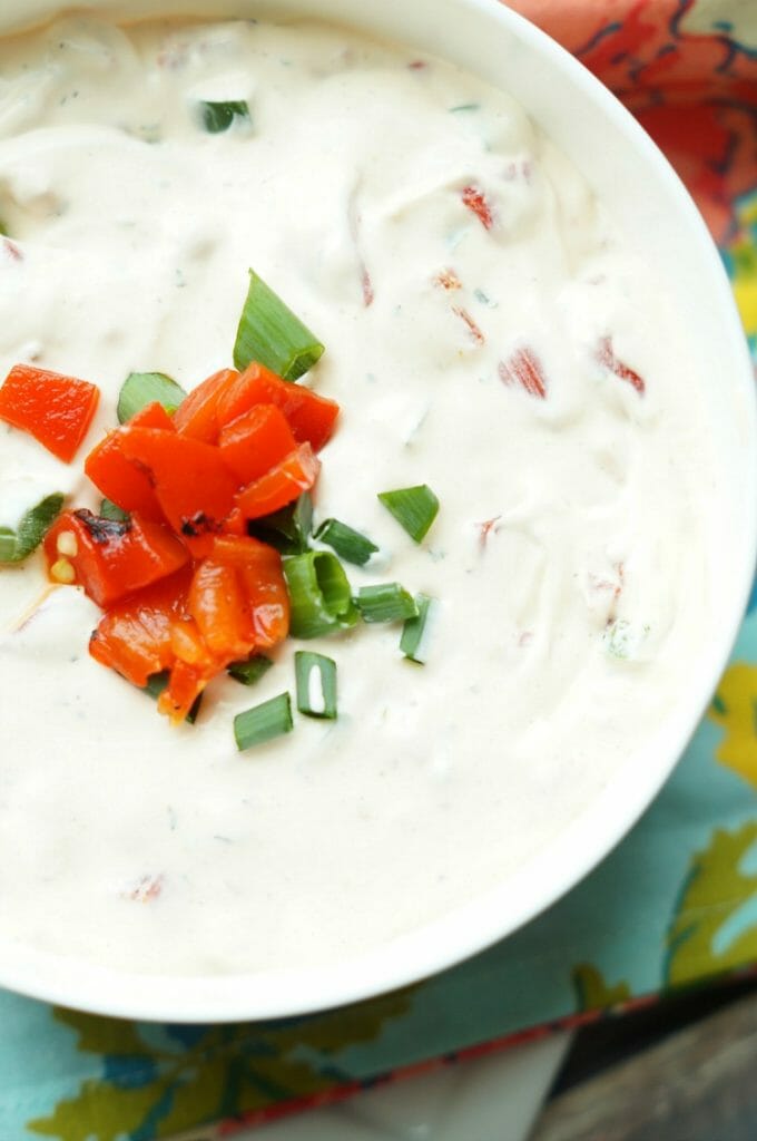 Spicy Roasted Red Pepper Ranch Dip