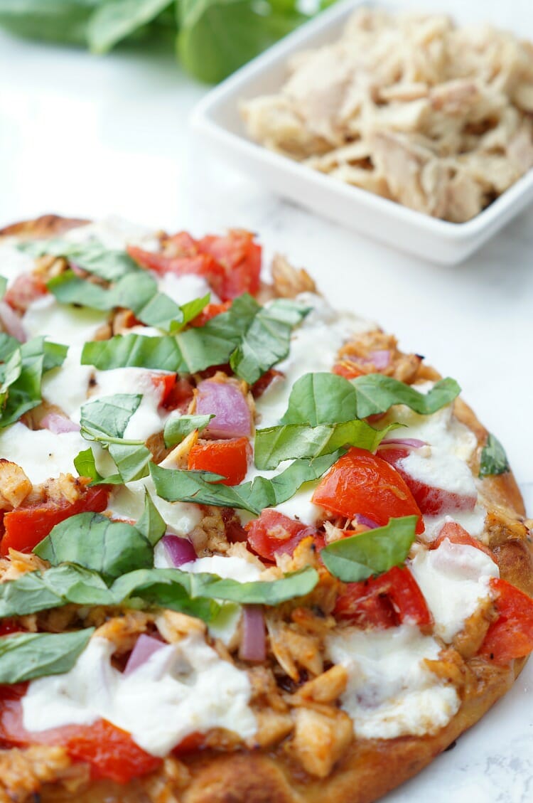 Caprese Tuna Melt Flatbreads