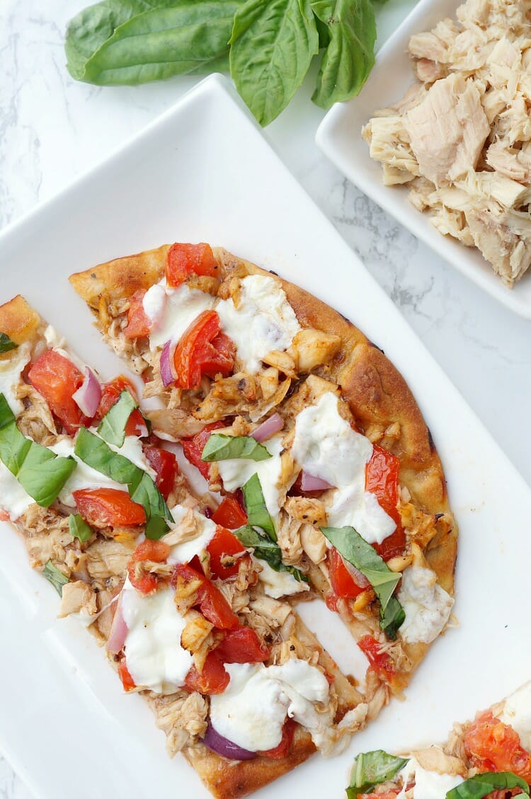 Caprese Tuna Melt Flatbreads