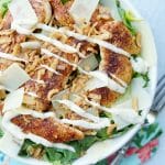 Blackened Chicken Caesar Salad with Crispy Onions