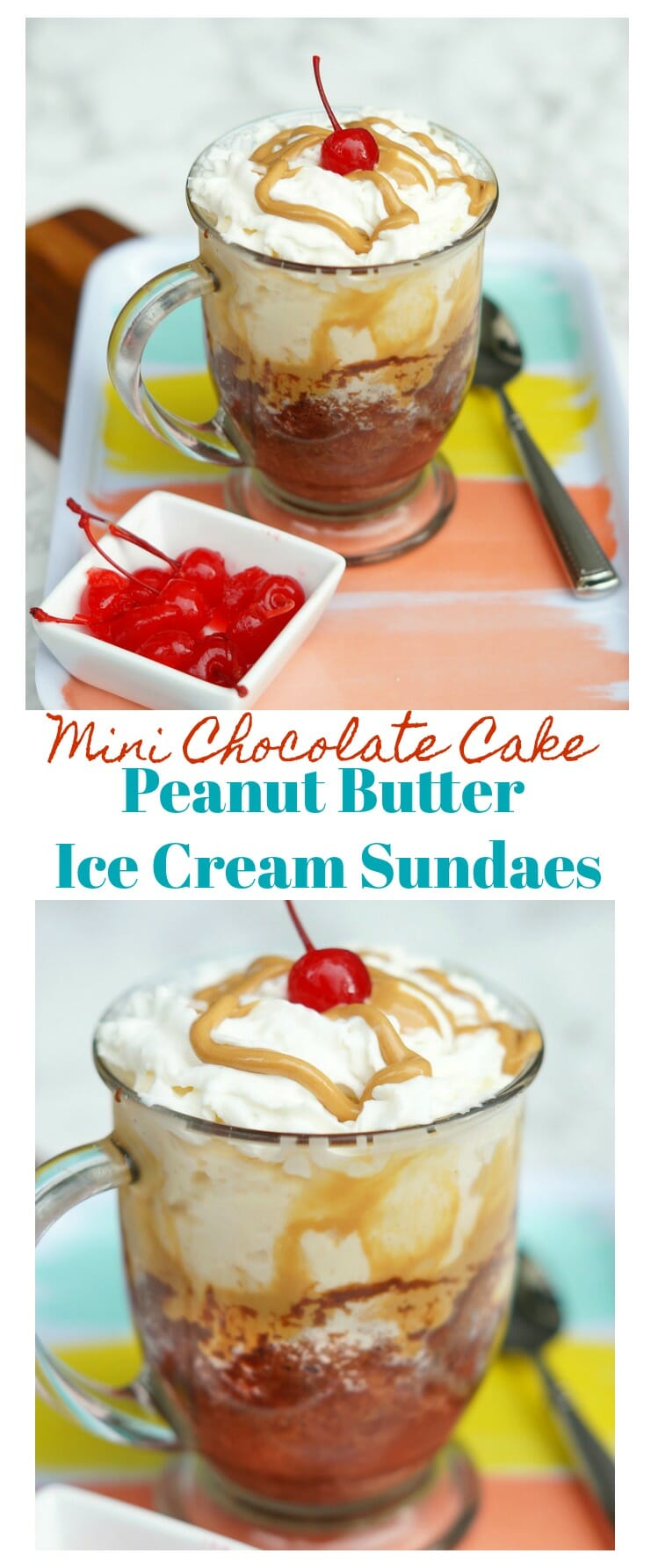 Mini Chocolate Cakes topped with Peanut Butter Ice Cream Sundaes ad #perfectsizeforone 