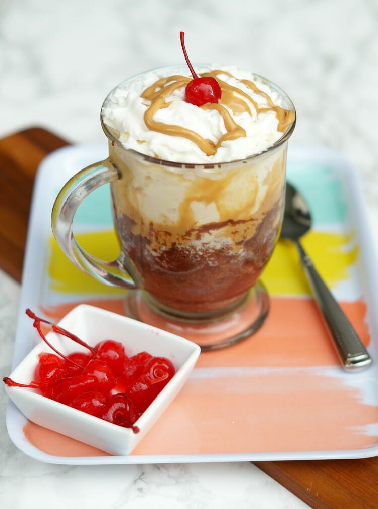 Mini Peanut Butter and Chocolate Ice Cream Sundaes