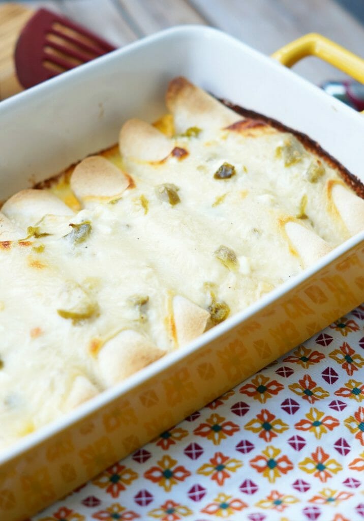 How to Make Creamy Jalapeno Queso Chicken Enchiladas