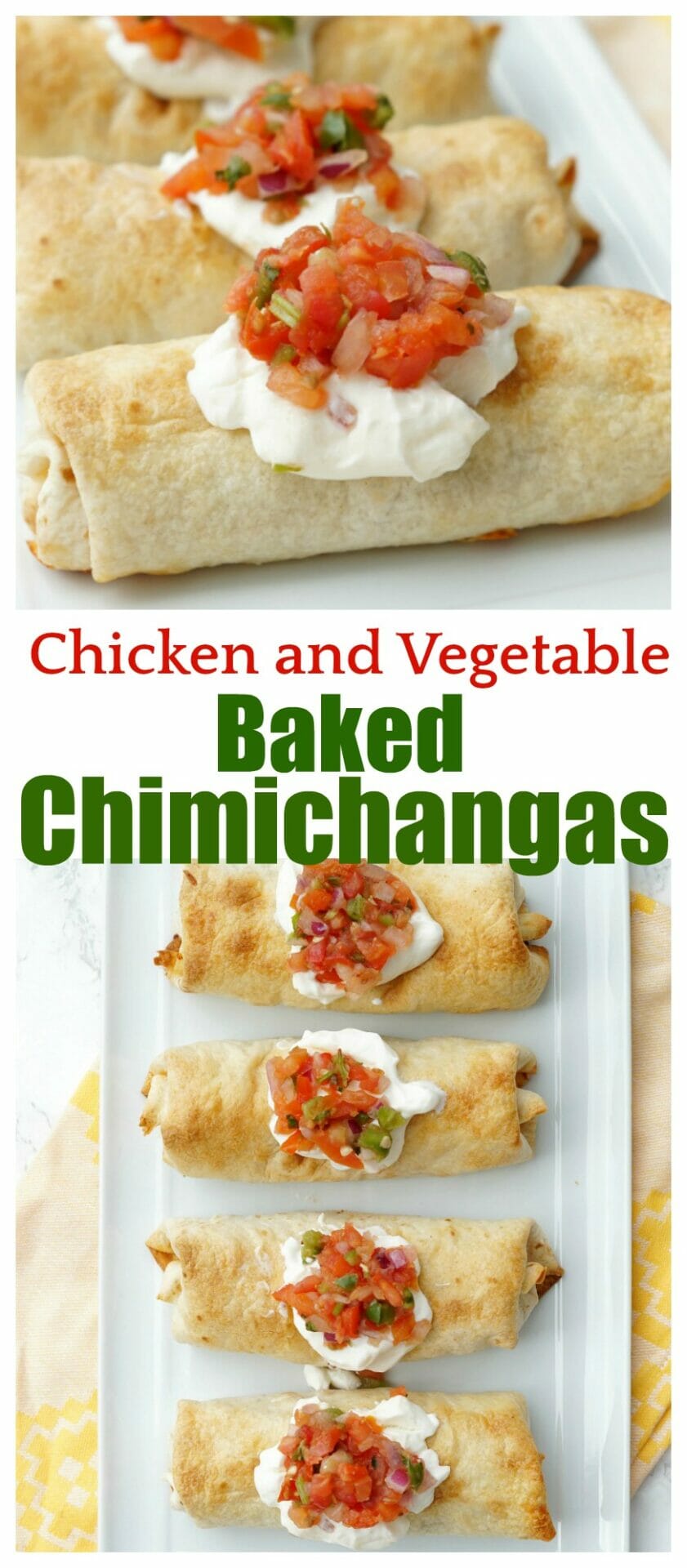 Baked Chicken and Vegetable Chimichangas, a healthier take on a Mexican restaurant classic! 