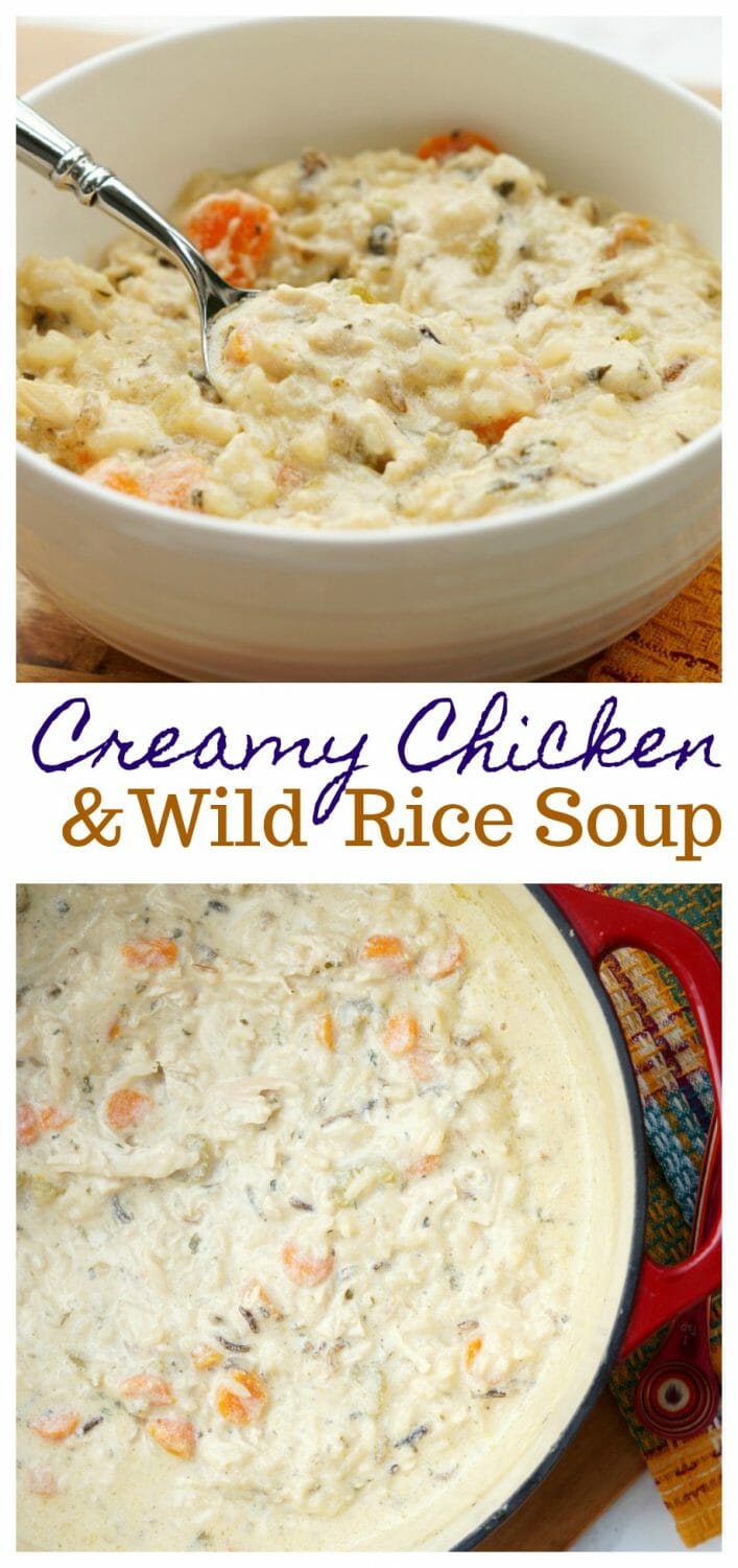 Quick and Easy Chicken and Wild Rice Soup. A filling comfort food meal that your family will love!