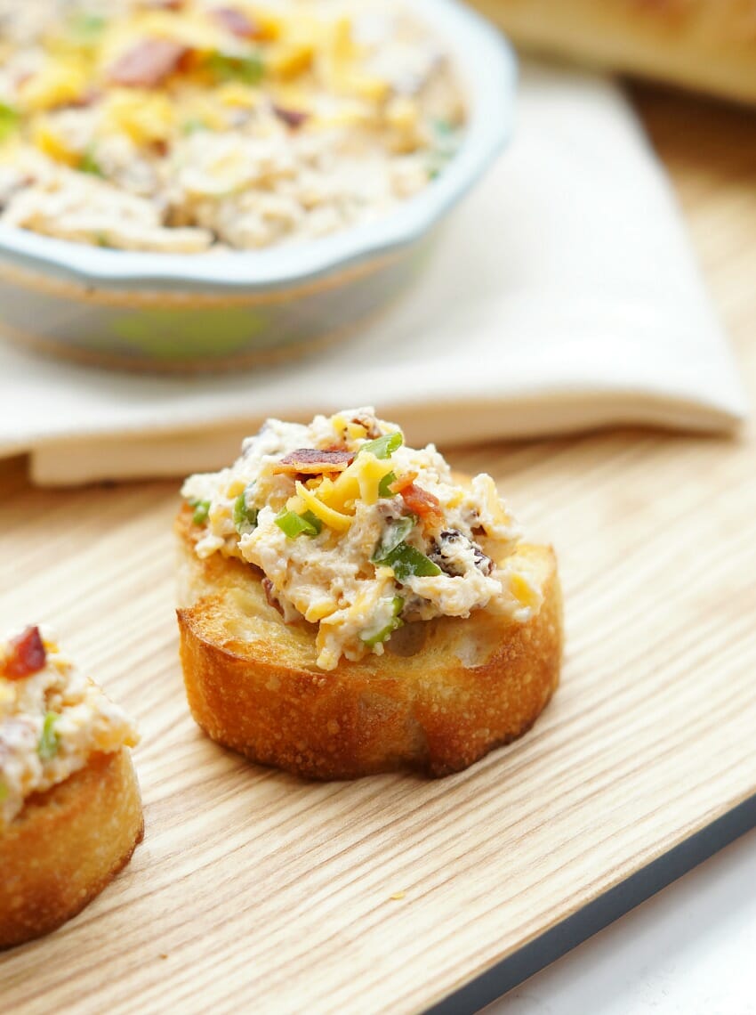 Cheddar Bacon Garlic Crostini